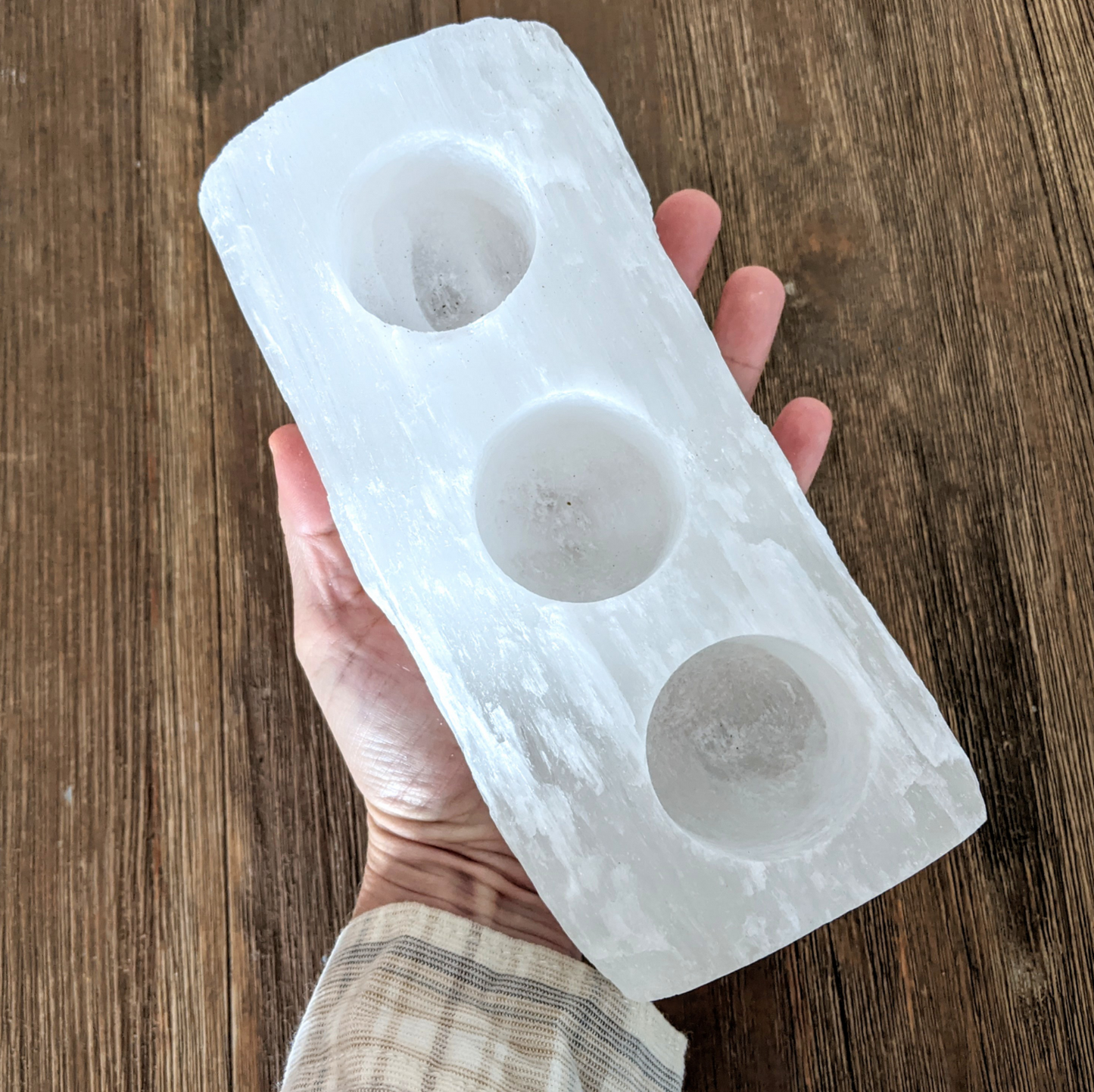 Selenite Candle Holder (3 candles)