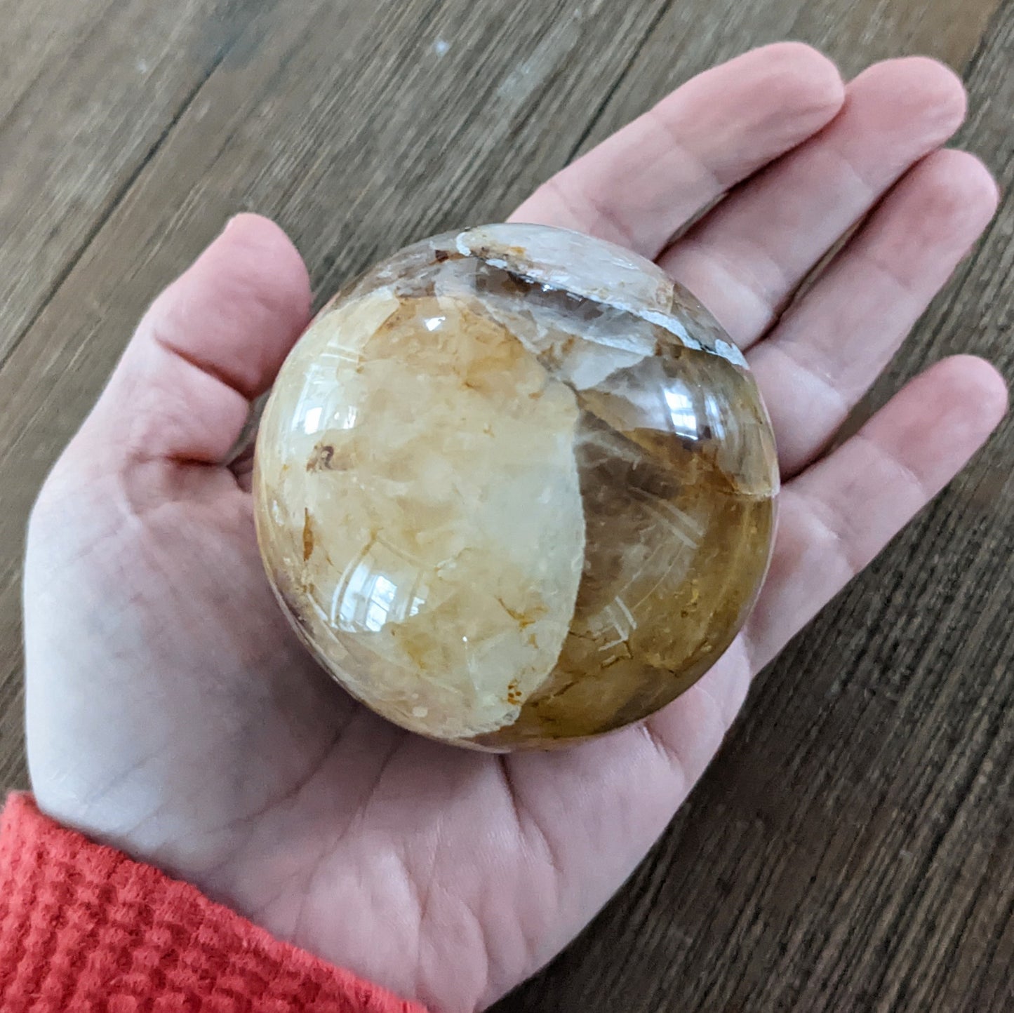 Rose Quartz & Golden Healer Quartz Sphere - 320 grams