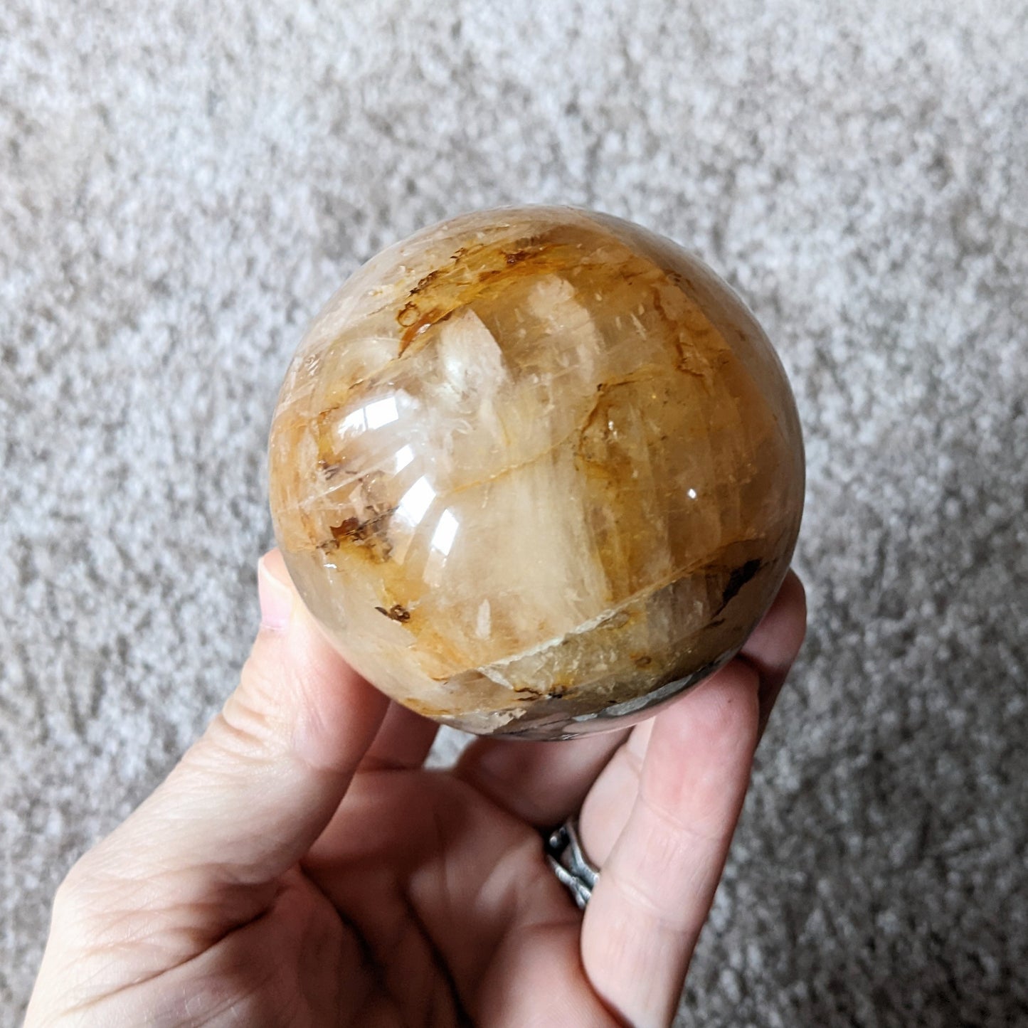 Rose Quartz & Golden Healer Quartz Sphere - 320 grams