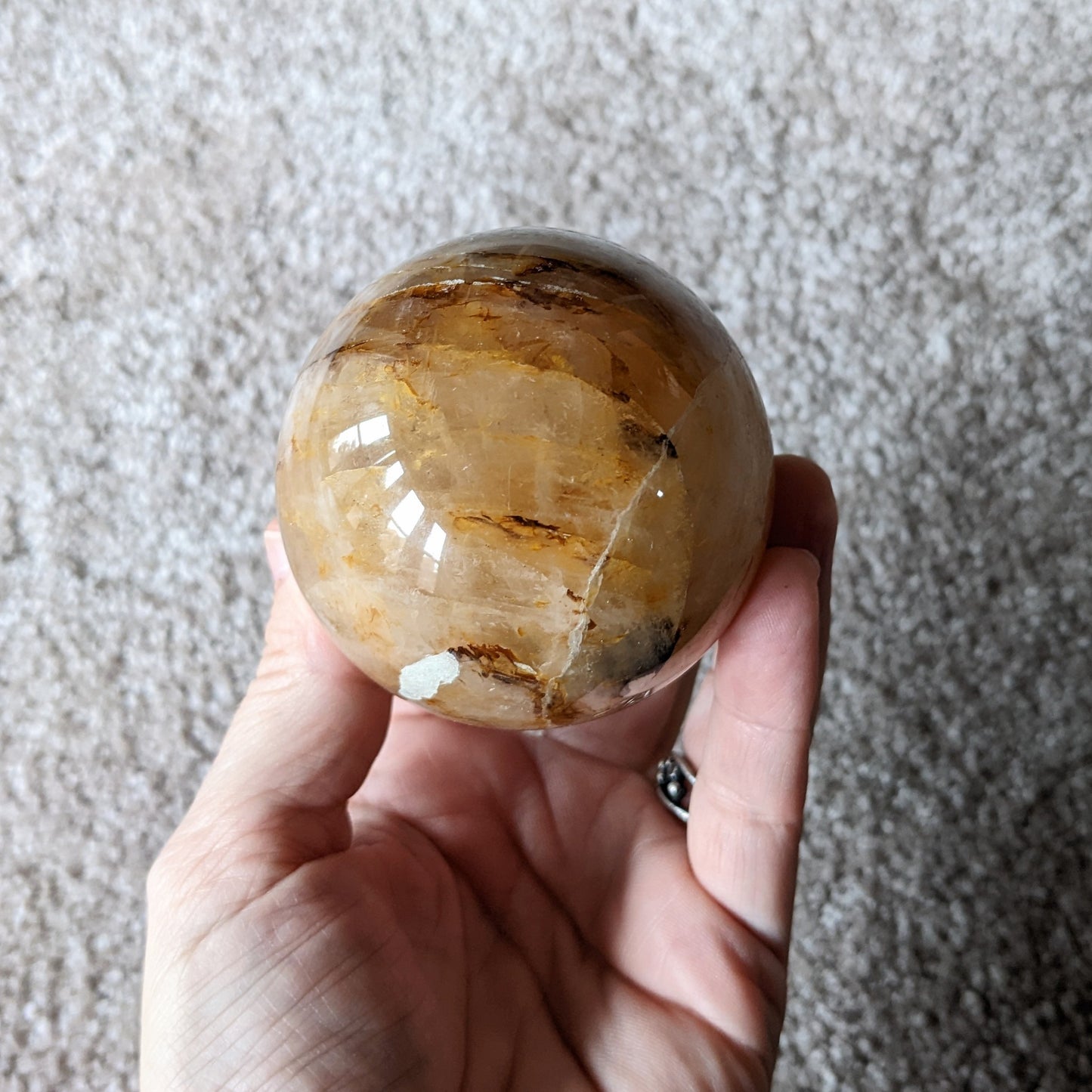 Rose Quartz & Golden Healer Quartz Sphere - 320 grams