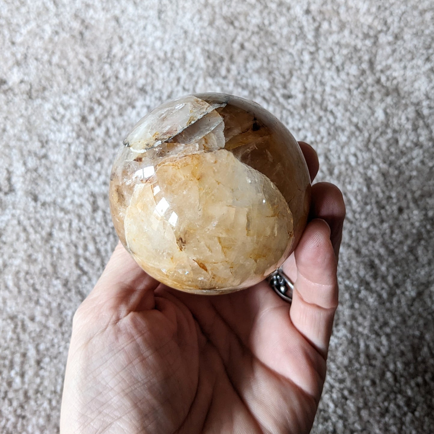 Rose Quartz & Golden Healer Quartz Sphere - 320 grams