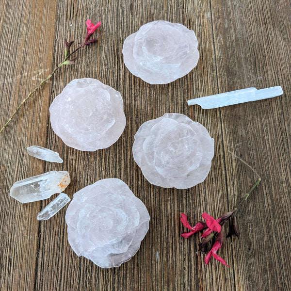 Rose Quartz Carved Roses