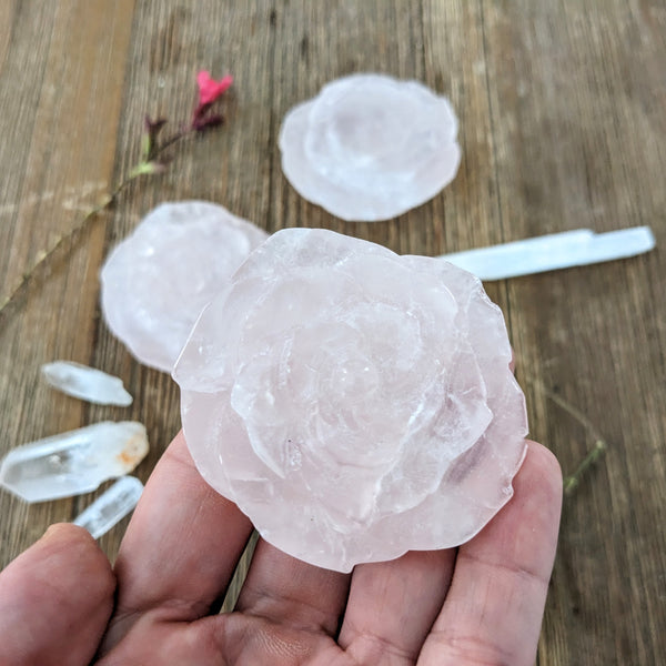 Rose Quartz Carved Roses