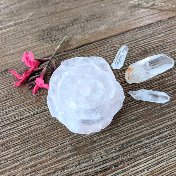 Rose Quartz Carved Roses