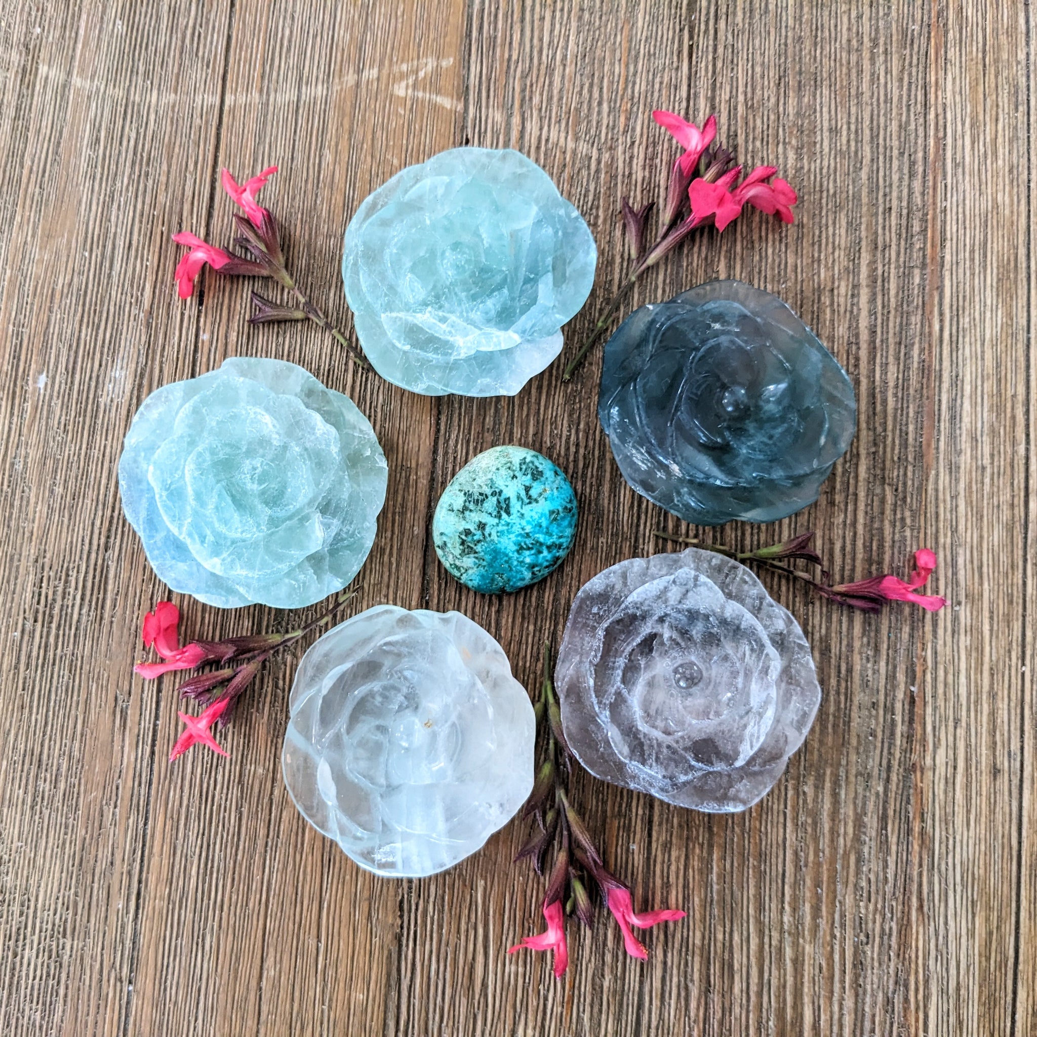 Fluorite Carved Roses