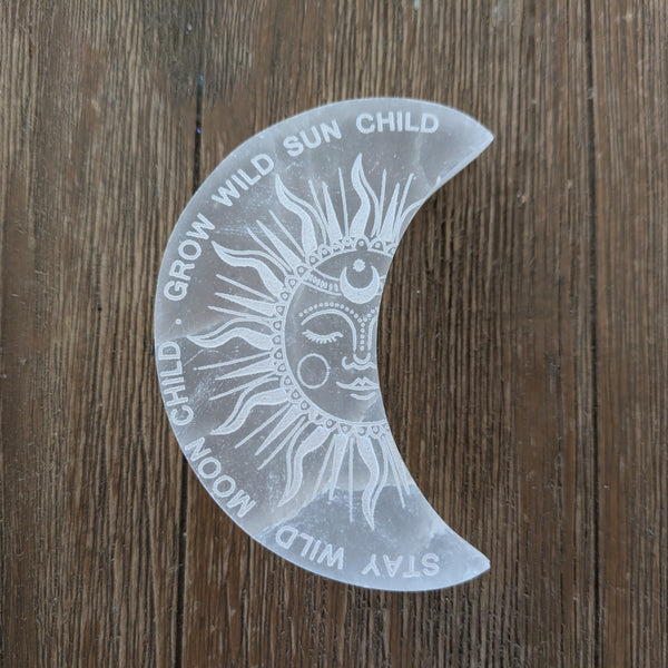 Selenite Moon - Stay Wild Moon Child