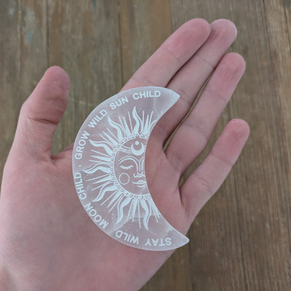 Selenite Moon - Stay Wild Moon Child