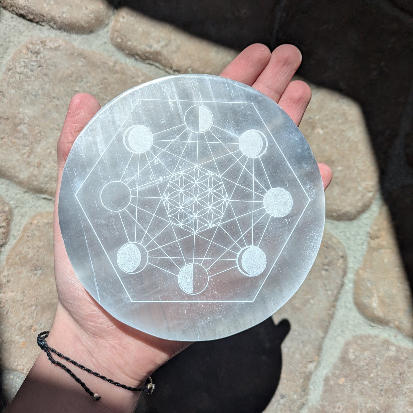 Selenite Charging Plate - Moon Phases