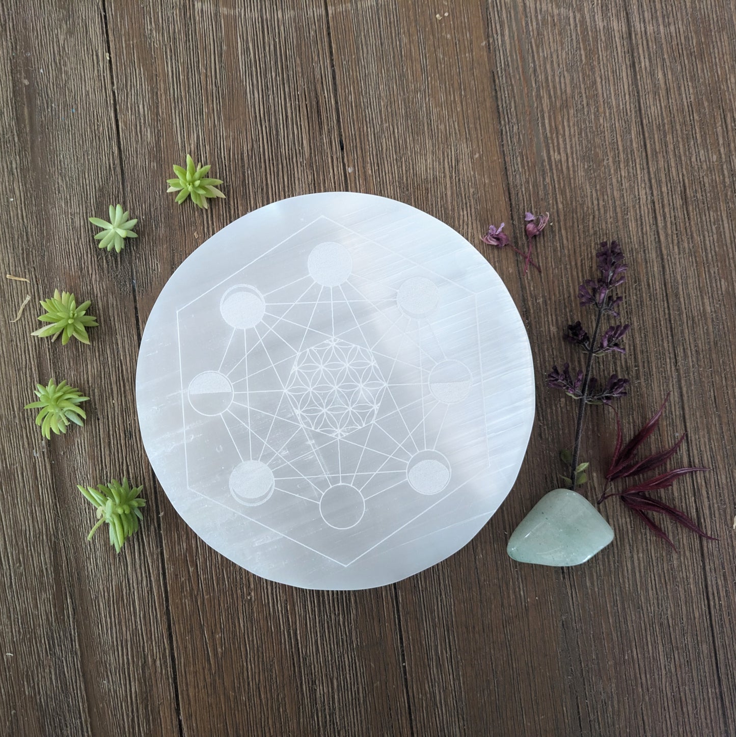 Selenite Charging Plate - Moon Phases