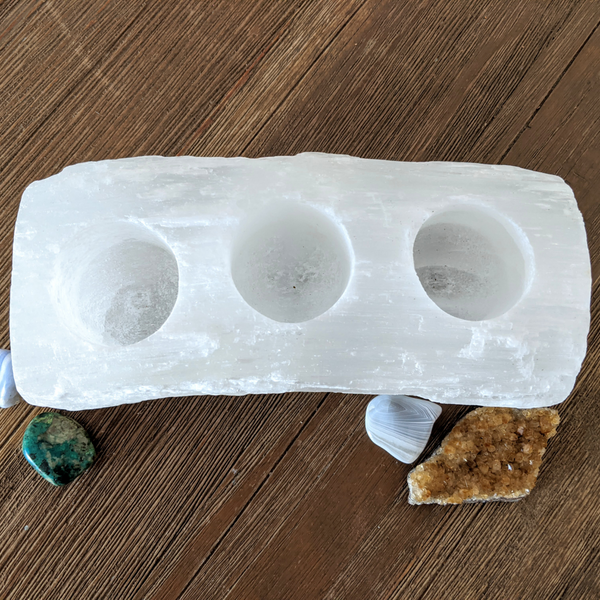 Selenite Candle Holder (3 candles)
