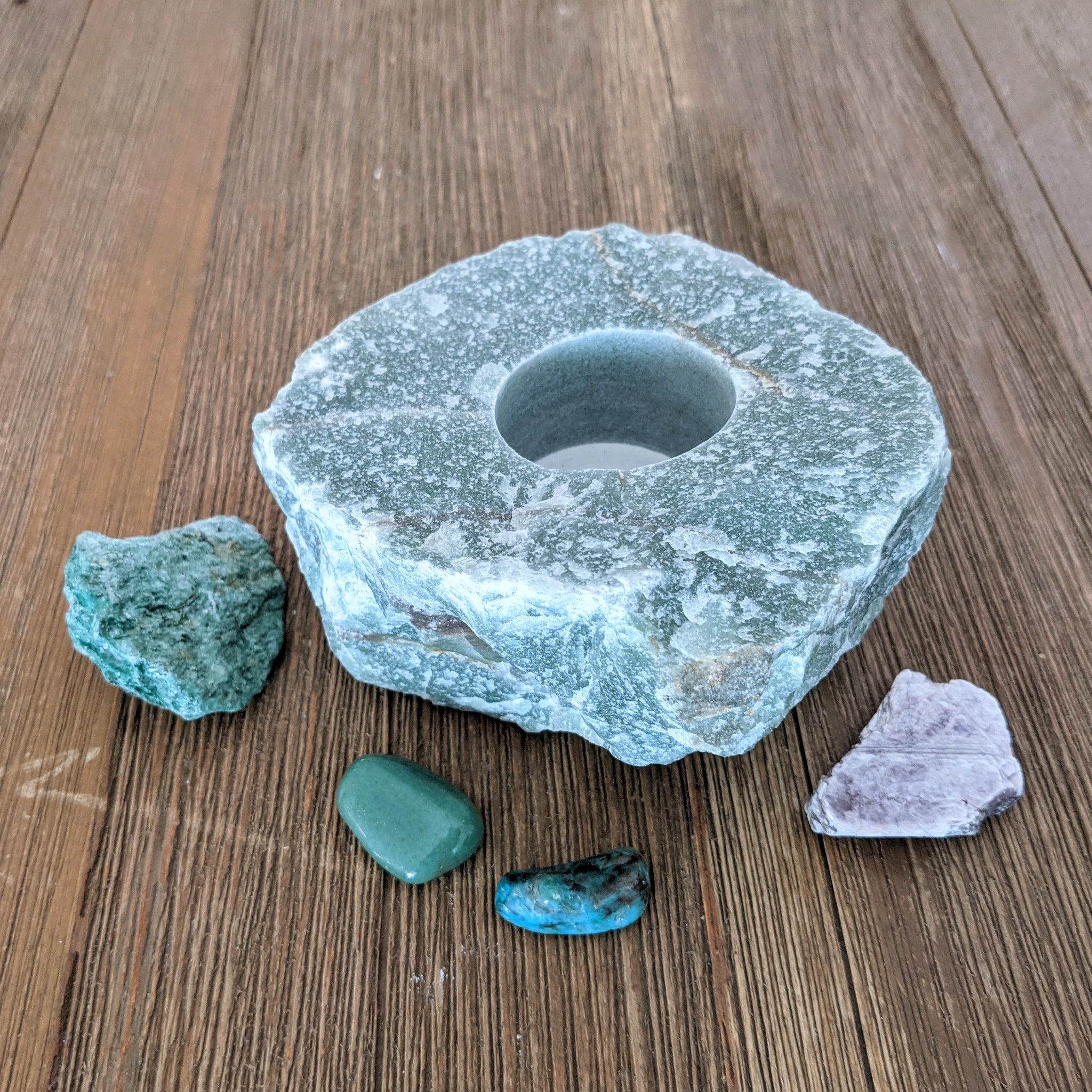 Green Quartzite Candle Holder