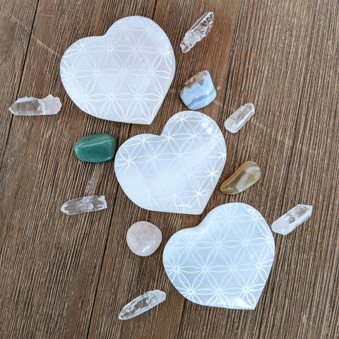 Selenite Heart - Flower of Life