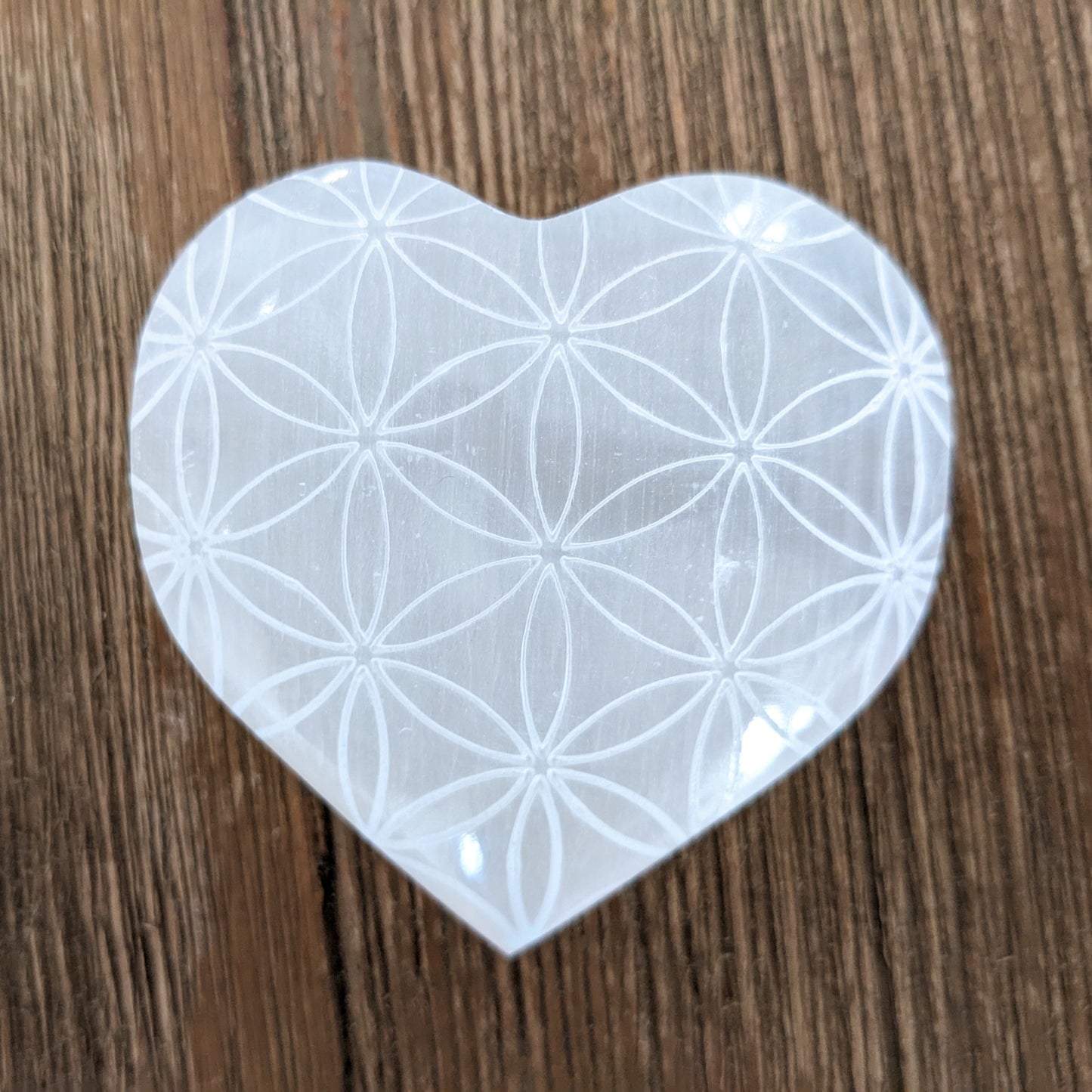 Selenite Heart - Flower of Life