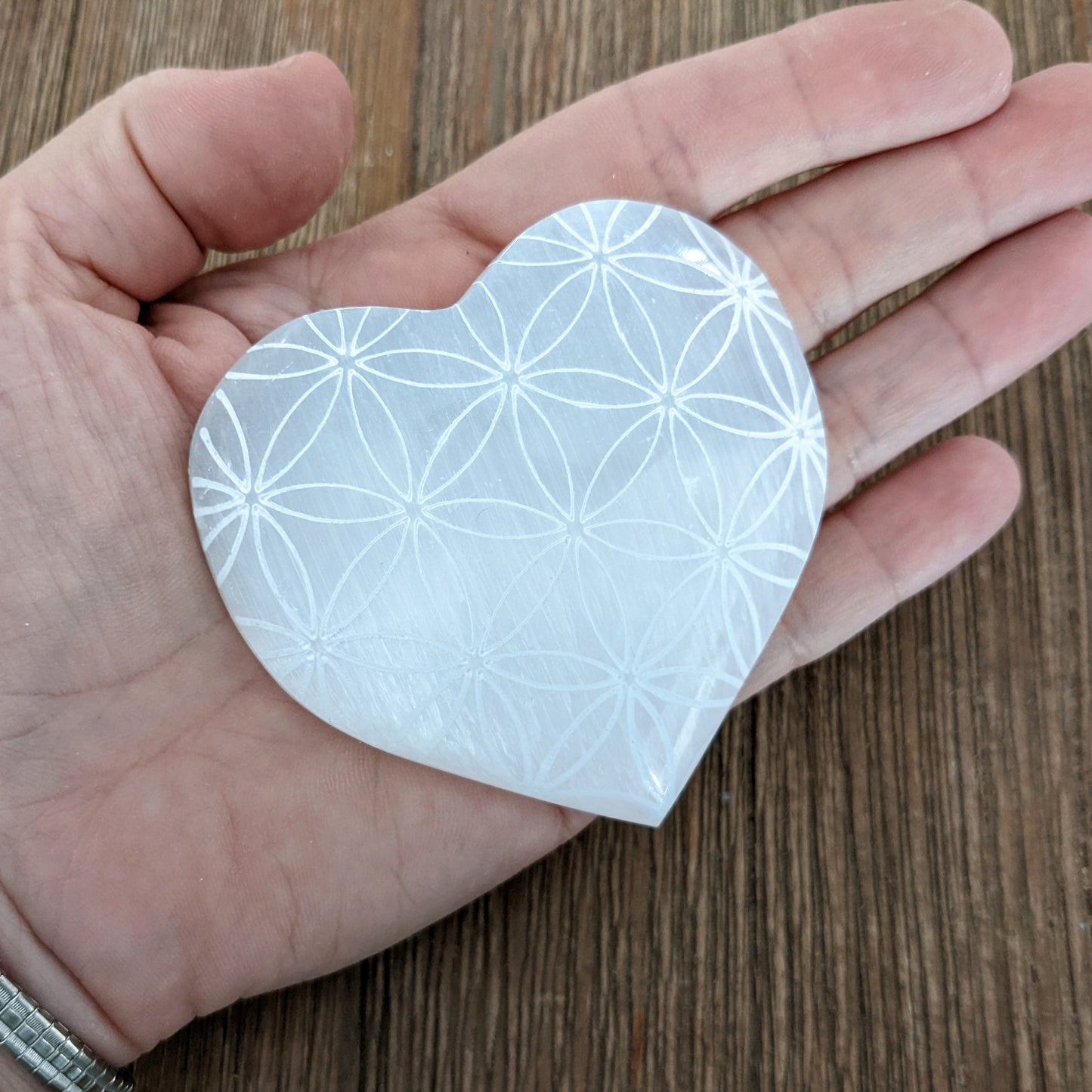Selenite Heart - Flower of Life
