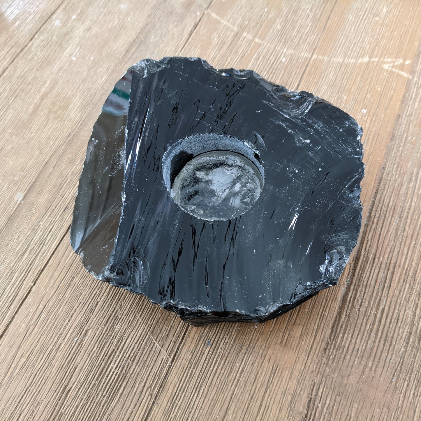 Black Obsidian Candle Holder