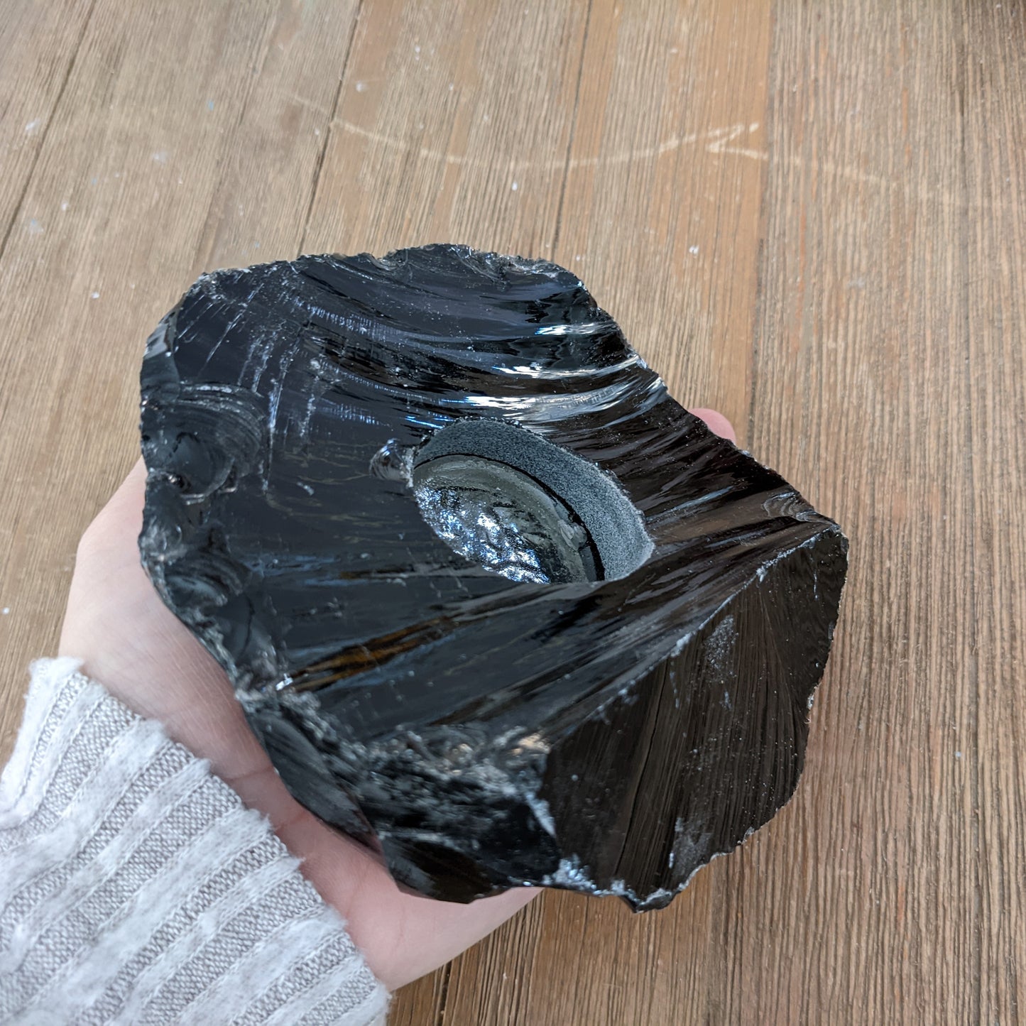 Black Obsidian Candle Holder