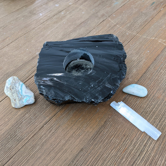 Black Obsidian Candle Holder