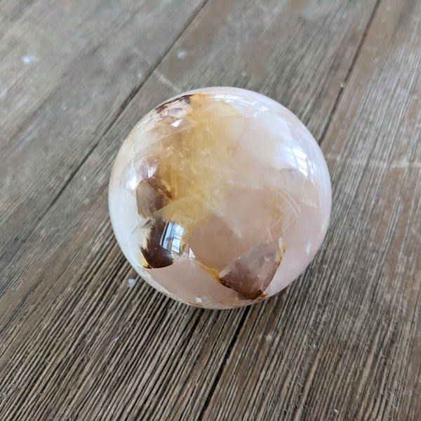 Rose Quartz & Golden Healer Quartz Sphere - 250 grams