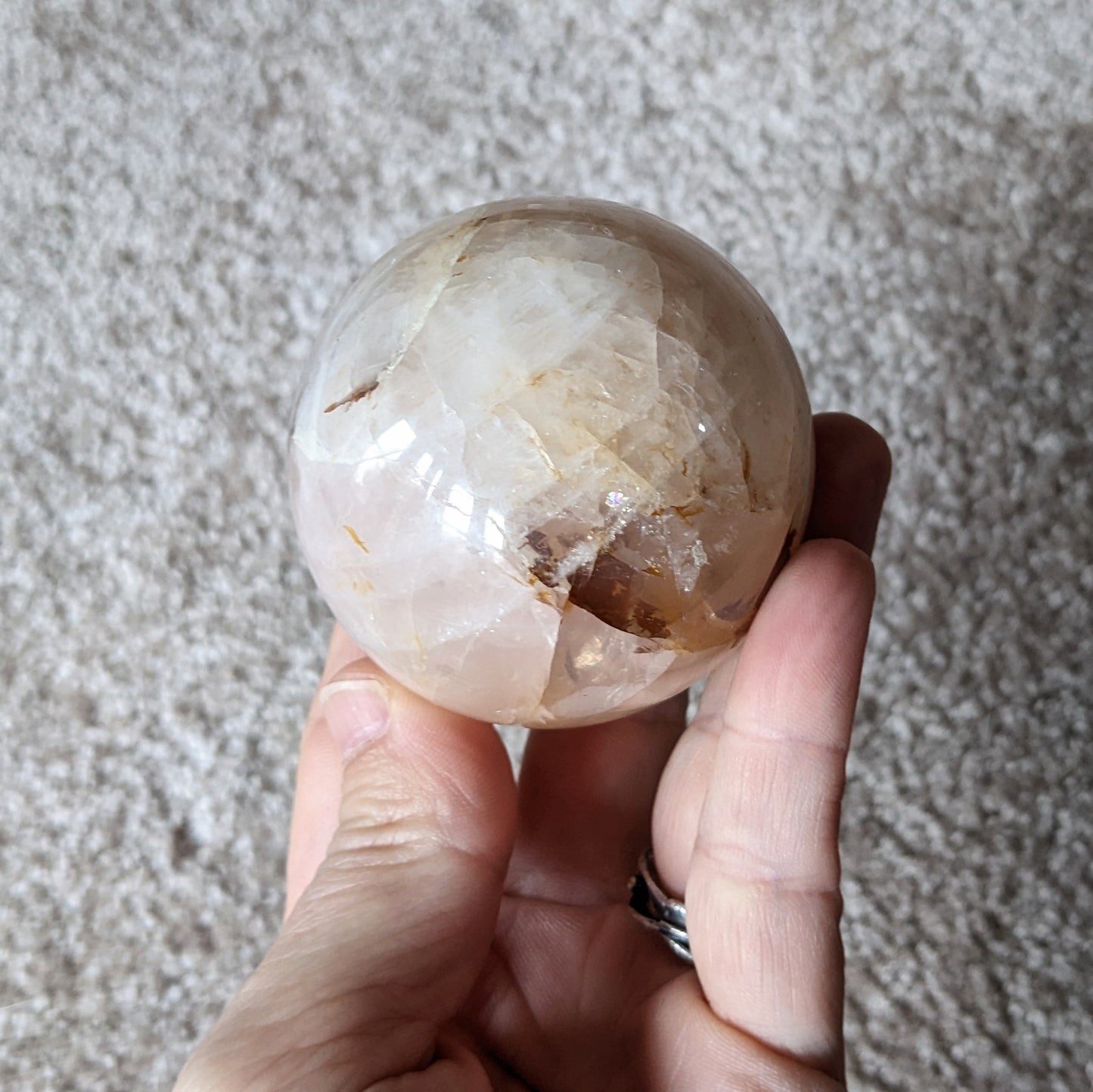 Rose Quartz & Golden Healer Quartz Sphere - 250 grams