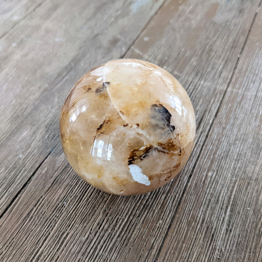 Rose  Quartz & Golden Healer Quartz Sphere - 320 grams