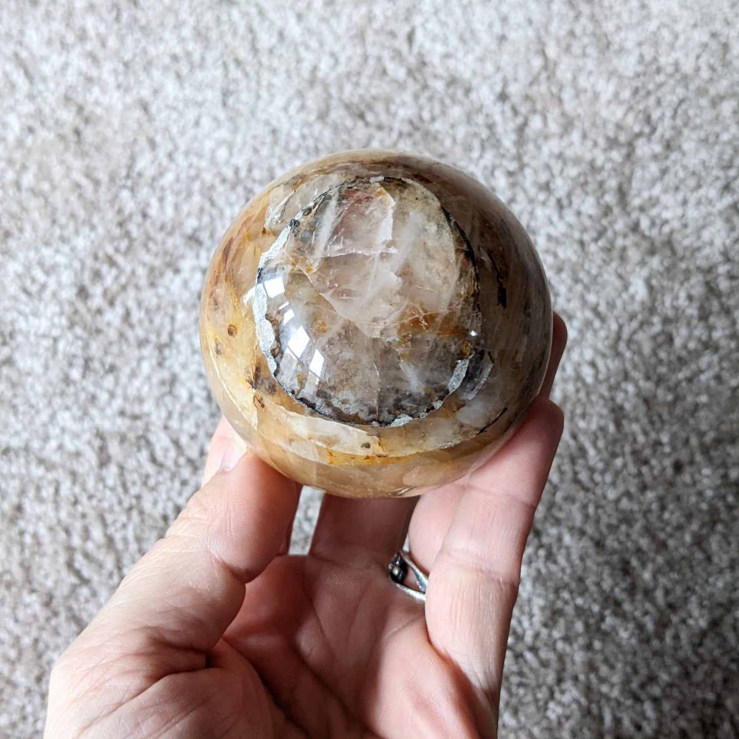 Rose  Quartz & Golden Healer Quartz Sphere - 320 grams