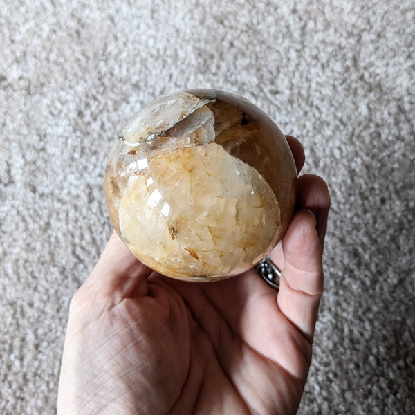Rose  Quartz & Golden Healer Quartz Sphere - 320 grams