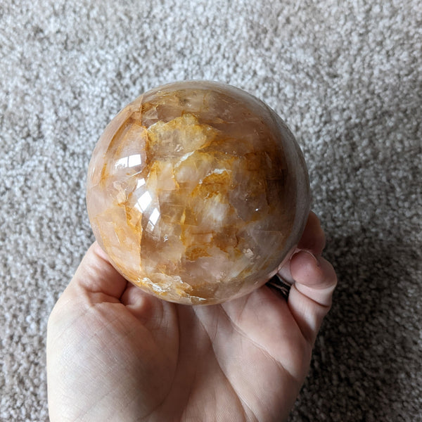 Rose Quartz & Golden Healer Quartz Sphere - 628 grams